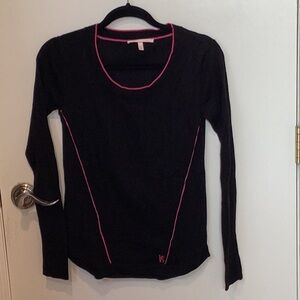 Victoria's Secret Black Long Sleeve Top with Pink Trim